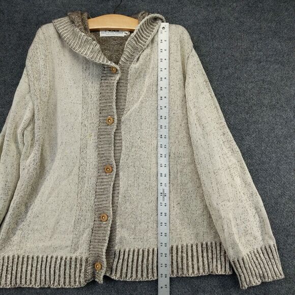 Back in the Saddle Cardigan Sweater Womens Size L Button Front Hooded Made USA - Picture 4 of 13